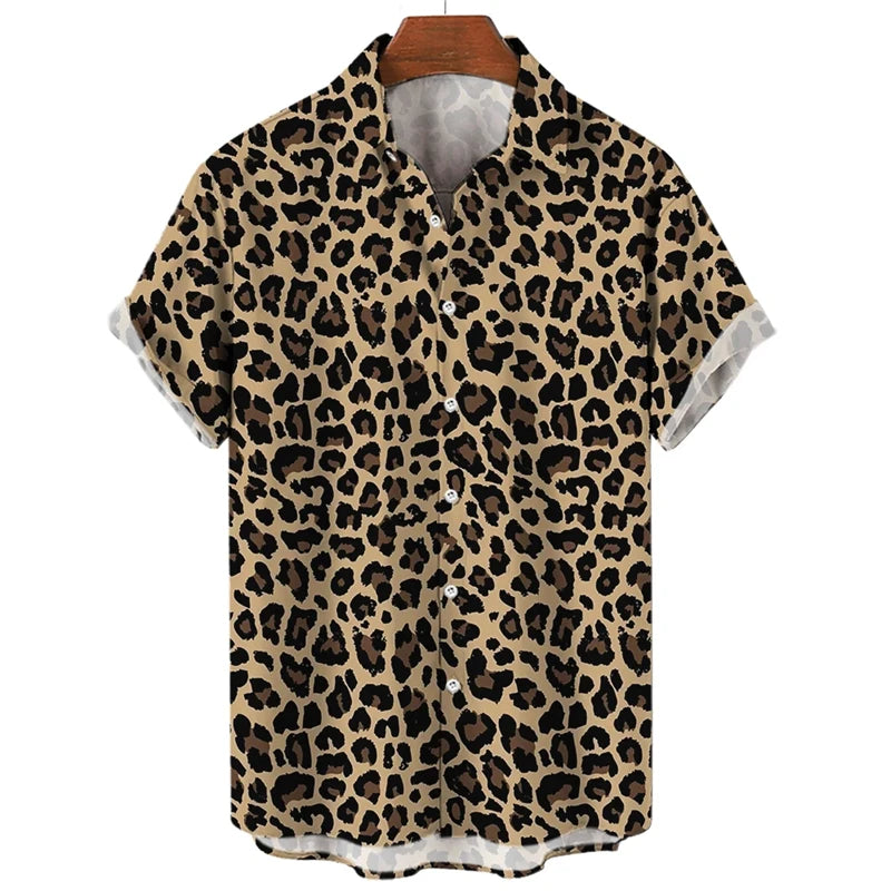 Summer 3D Leopard Print Shirts For Men Clothes