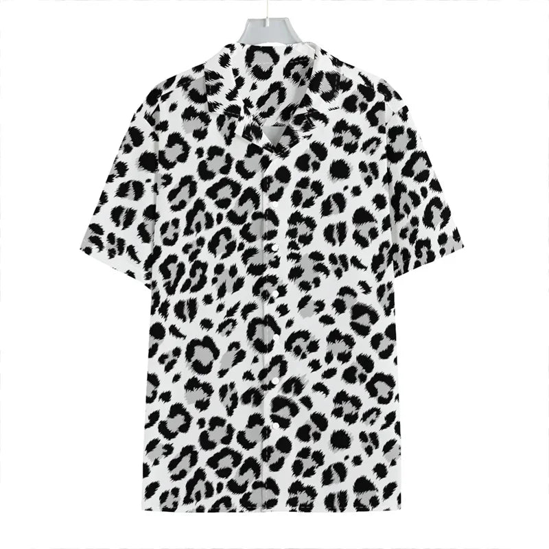 Men's Casual Leopard Print Hawaiian Shirts Short Sleeve
