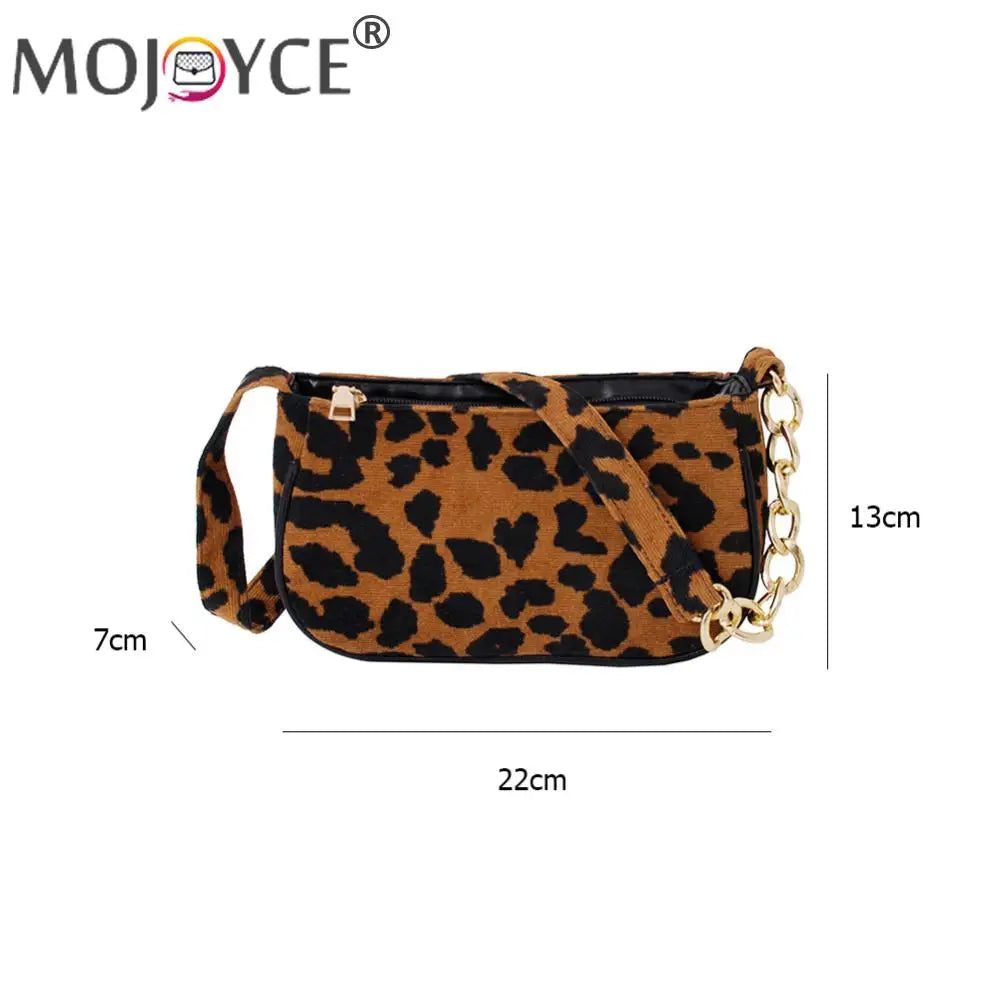 Vintage Street Chain Handbag Plush Leopard Women