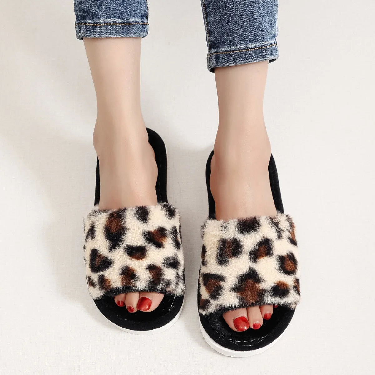Autumn Winter Leopard Print Slippers Women's Fashion