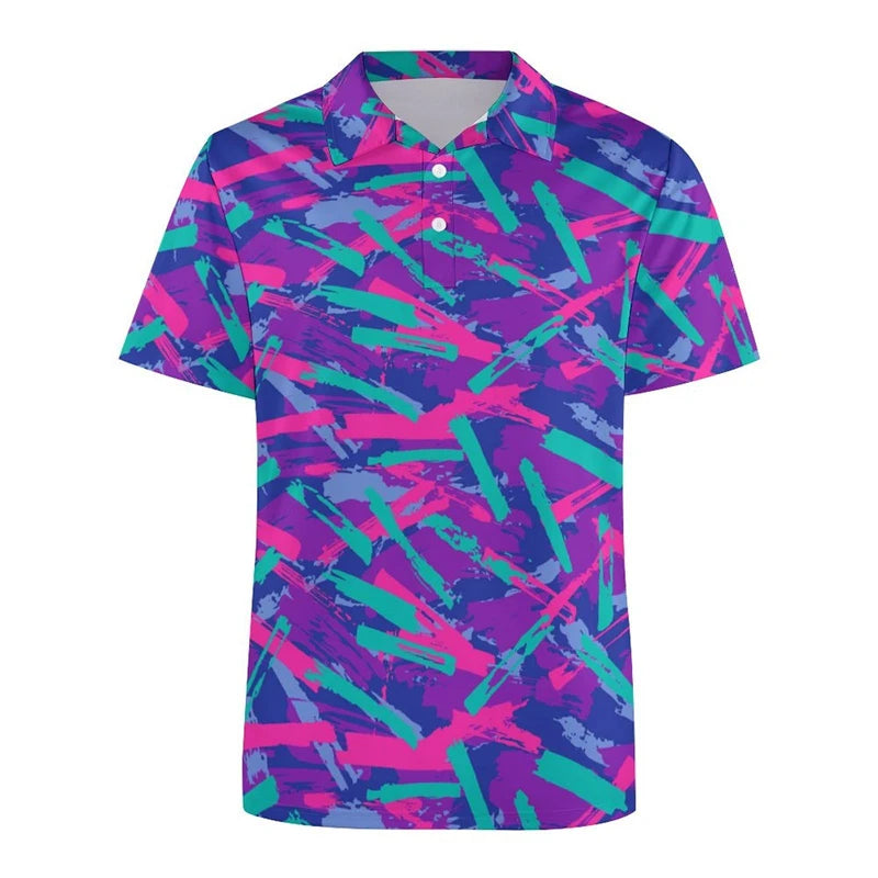 Harajuku Personality Polo Shirt For Men Strong Color