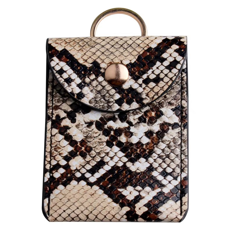 Fashion Leopard Print PU Function Card Case Business Card Holder Men Women Credit Card Bag ID Card Key Wallet with Keychain