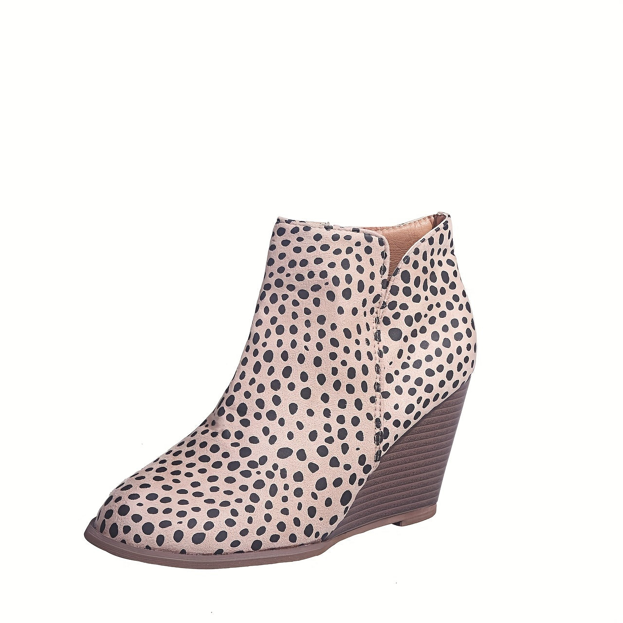 Jungle Line stylish high heel boots in black, brown, and leopard print with platform soles, round toe, and zip closure for women.