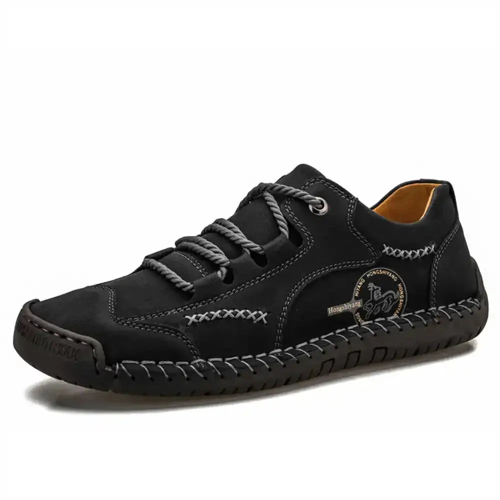 Elegant men's ankle boots by Jungle Line with leopard print, lace-up design, and anti-slip sole for stylish comfort.