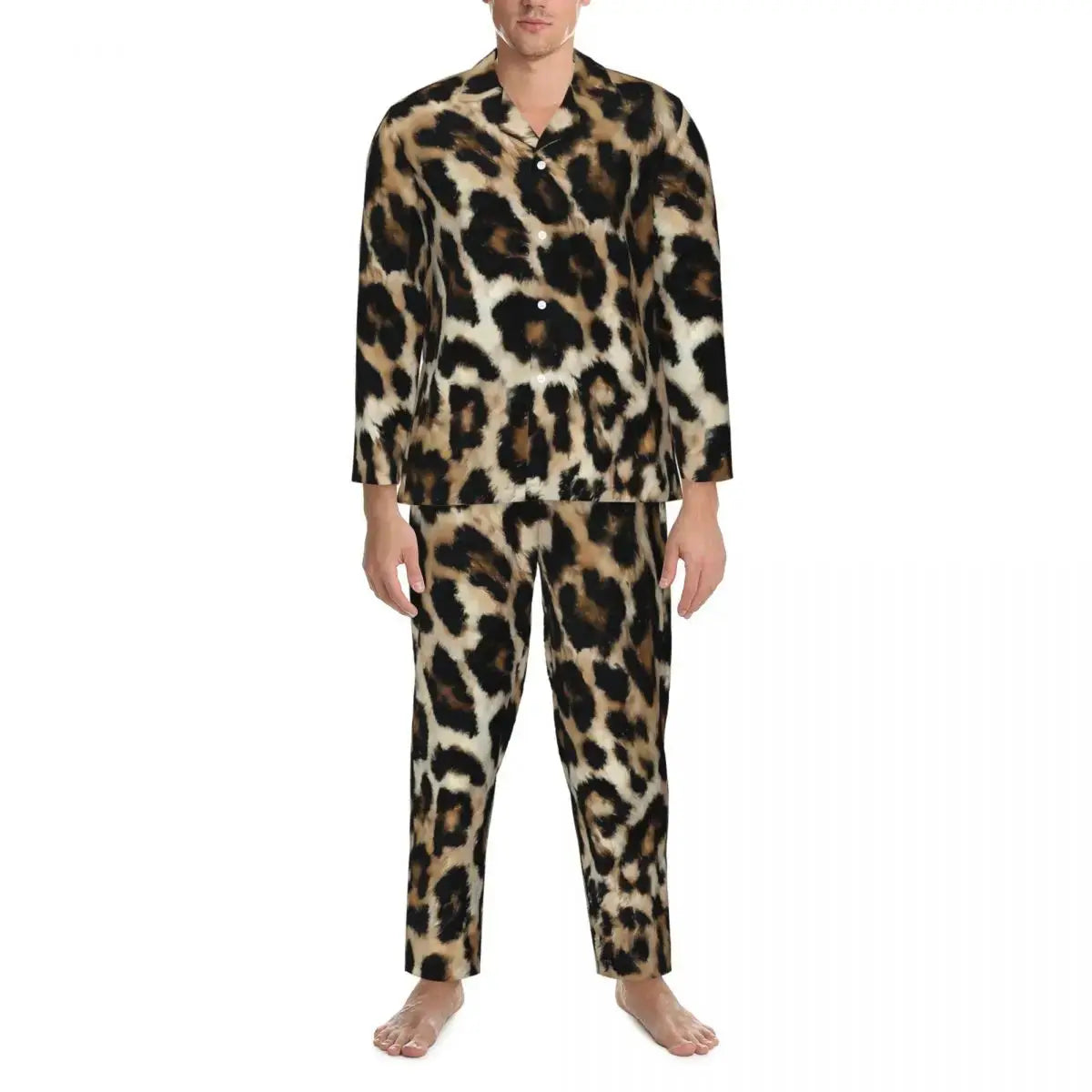 Green Leopard Texture Sleepwear Autumn Animal Print Jungle Line