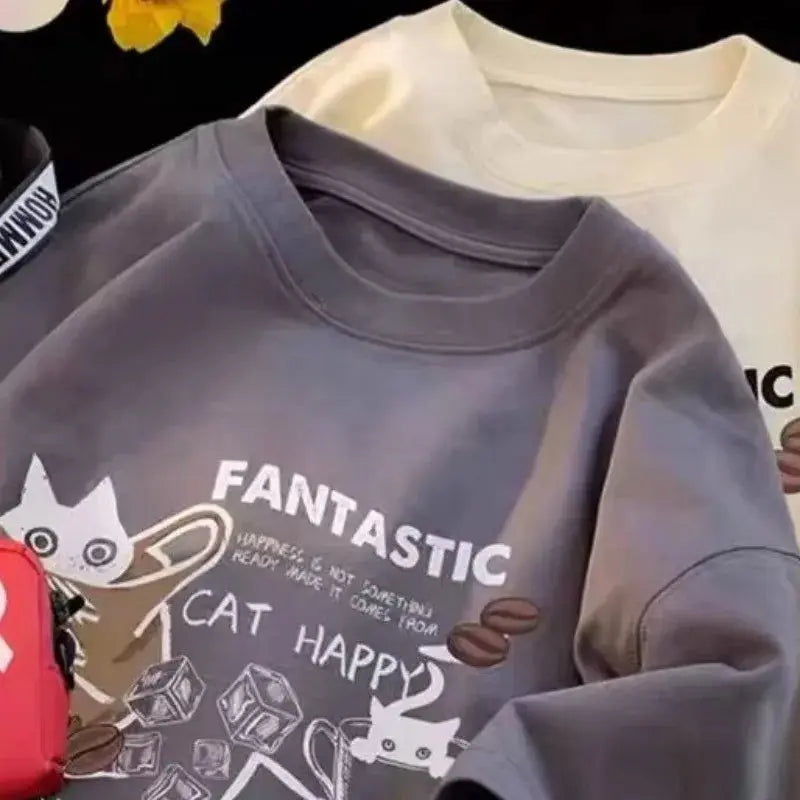 M-8XL 2025 New Summer Korean Style Fun Cartoon Print T-shirt Man Women Unisex Oversized Plus Size Tshirt Trendy Tees - Jungle Line