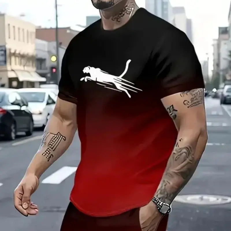 T-shirt homme Jungle Line à imprimé léopard 3D, léger, respirant, décontracté, pour sport et détente, manches courtes été.