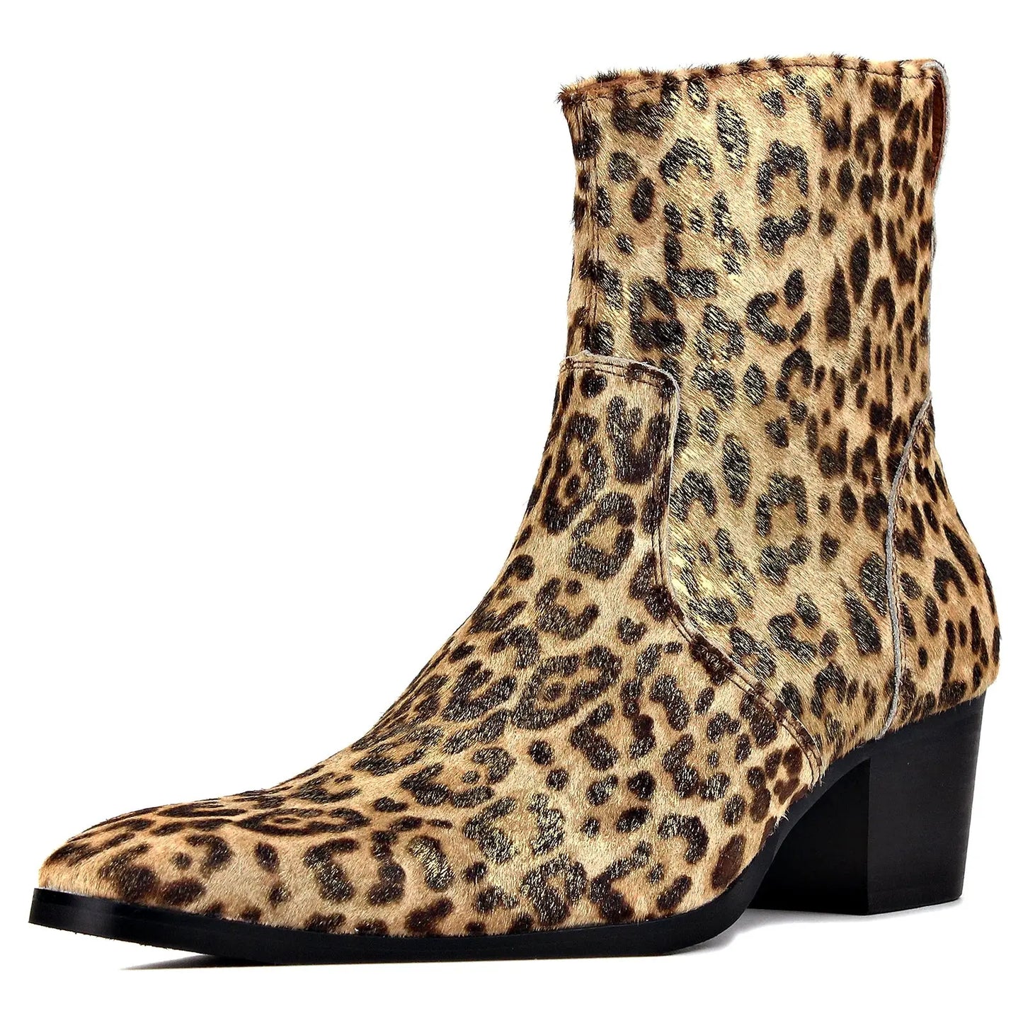 Men Chelsea Ankle Boots Genuine Goat Leather Leopard Boot Jungle Line