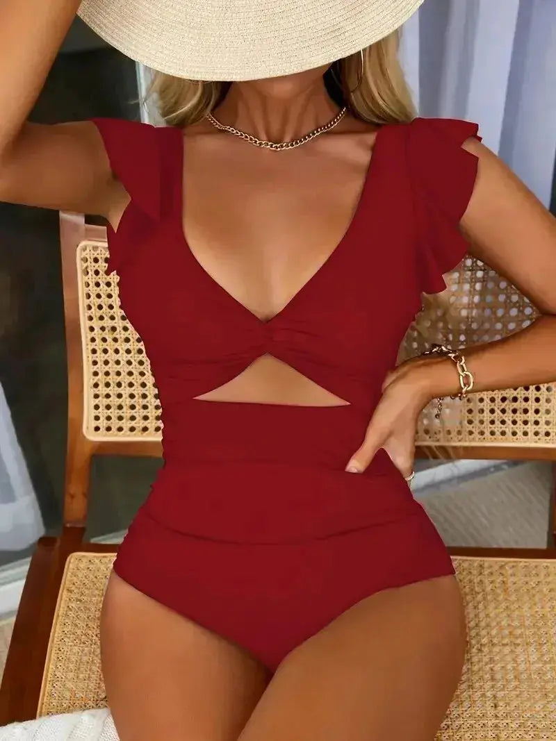 Maillot de bain une pièce en mesh contrasté Jungle Line, dos nu, coupe haute, contrôle du ventre, V neckline, noir, taille XL