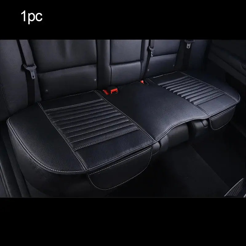 White SEAMETAL PU leather car seat cover by Jungle Line, universal fit, showing front view with detailed stitching and texture.