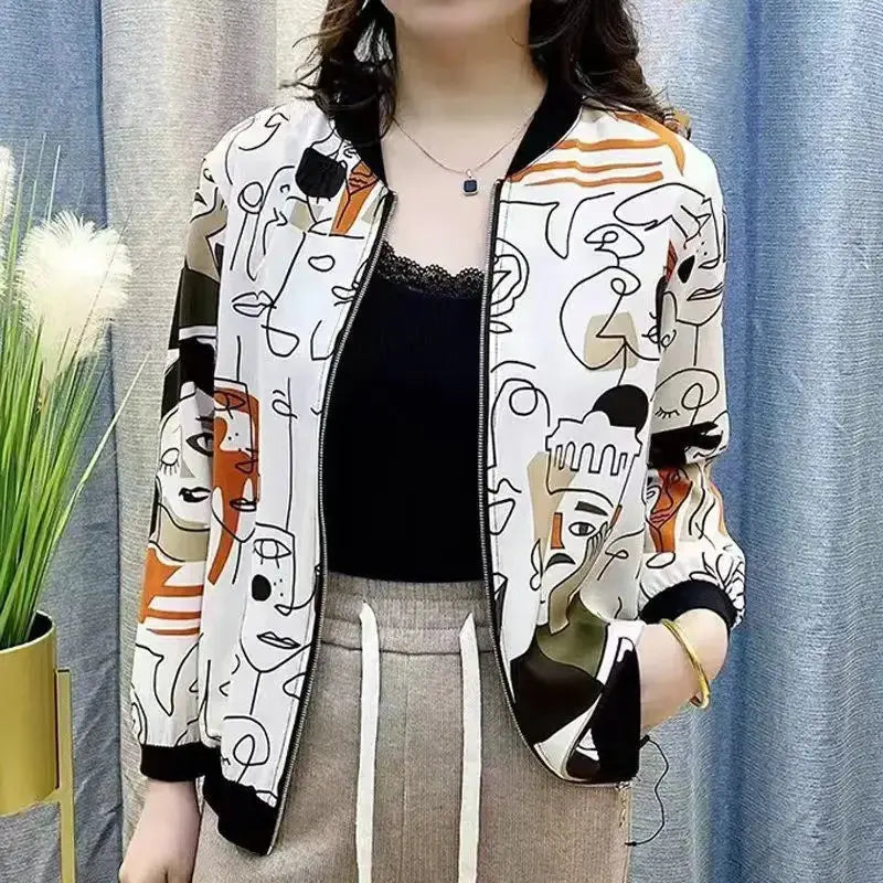 New Summer Fashionable Large Size Short Jacket For Women Loose Fit Sun Protection Clothing V-Neck Cardigan Top For Elderly - Jungle Line