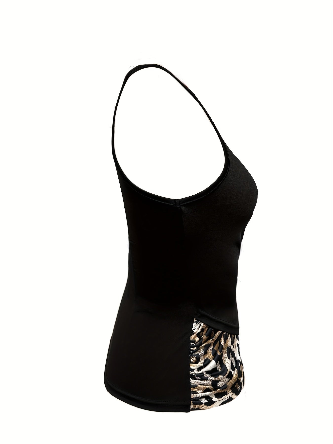 Elegant Sleeveless Cami Top - Leopard Print Cross Front Slim Top For Spring & Summer - Women's Clothing - Jungle Line