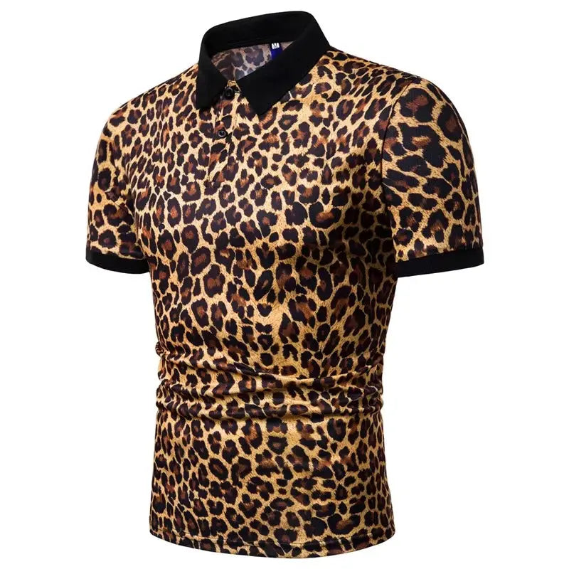 Leopard Pattern Polo Shirt For Men Three Colors 3d Printed Lapel Short Sleeves T-shirt Summer Fashion Trend Casual Tee Shirts - Jungle Line