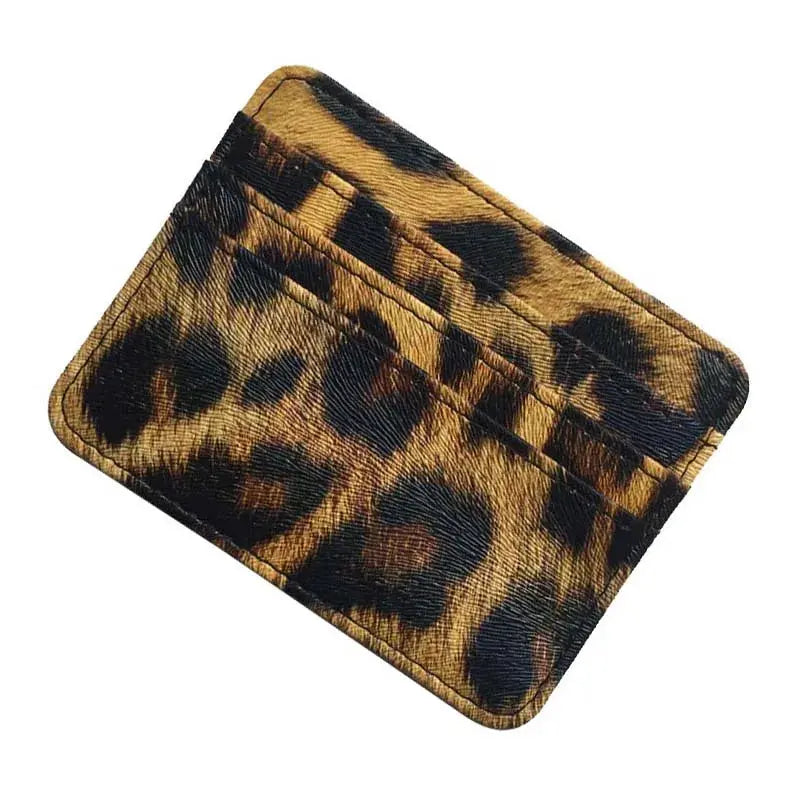 New Leopard Pattern Leather Slim Card Wallet For men - Jungle Line