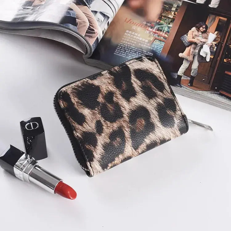 Leather Women Wallet Classic Leopard Animal Print - Jungle Line