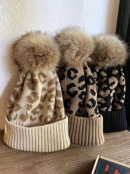 Bonnet en Tricot Léopard Patchwork - Doux et Épais