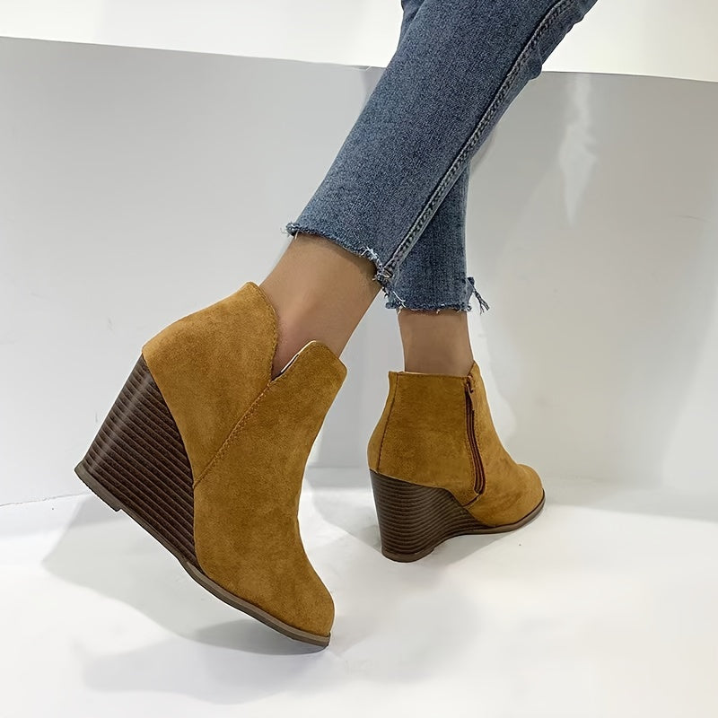 [Stylish High Heel Boots] Stylish High-Heel Boots - Black, Brown, and Leopard Print | Women's Comfortable and Versatile Boots with Platform Soles, Round Toe Design, Zip Closure | Perfect Gift for Moms, Holiday Travel Boots - Jungle Line