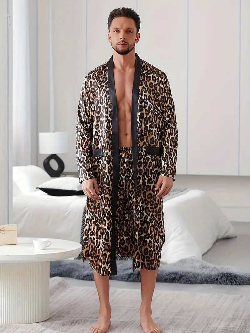 Pyjama Homme Imprimé Léopard | Confort et Élégance Nocturne