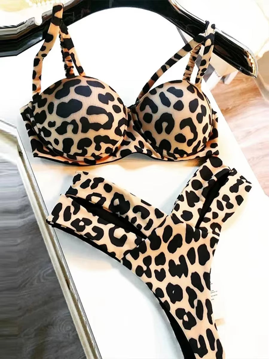 Leopard High Waist Bikini Push up Bra Cup Bikinis 2025 Women Swimsuit Female Swimwear Two Piece Bikini Set High Cut Bathing Suit