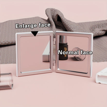 Miroir de maquillage Jungle Line à motif léopard, petit, double face, pliable, cadre noir, surface anti-choc, design élégant et portable.