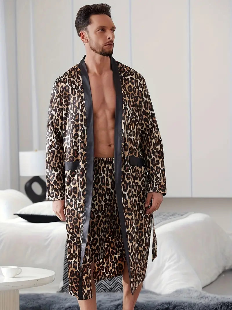 Pyjama Homme Imprimé Léopard | Confort et Élégance Nocturne