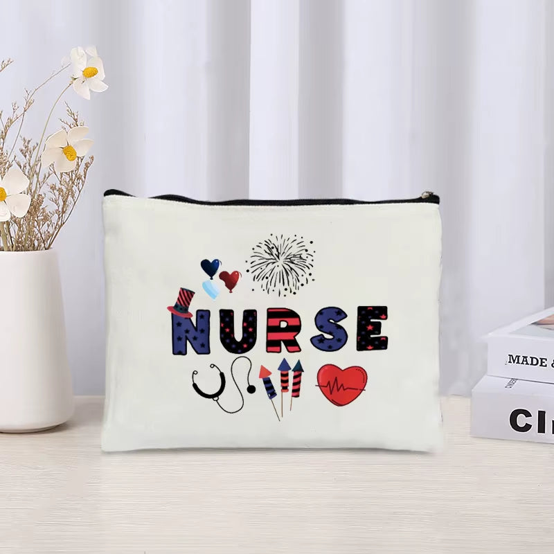 Leopard Nurse Print Cosmetic Bag Organizer Sundries Zipper Makeup Bags Storage Pouch Office Supplies Stationery Pencil Case Gift