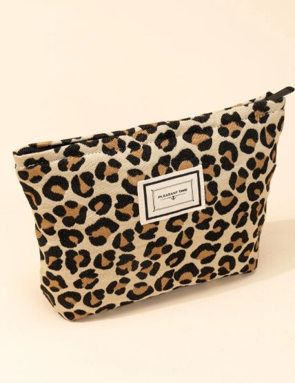 Sac de Maquillage Imprimé Léopard – Grande Capacité