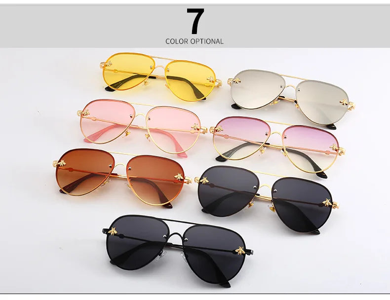 Luxury Bee Pilot Sunglasses Women Fashion Shades