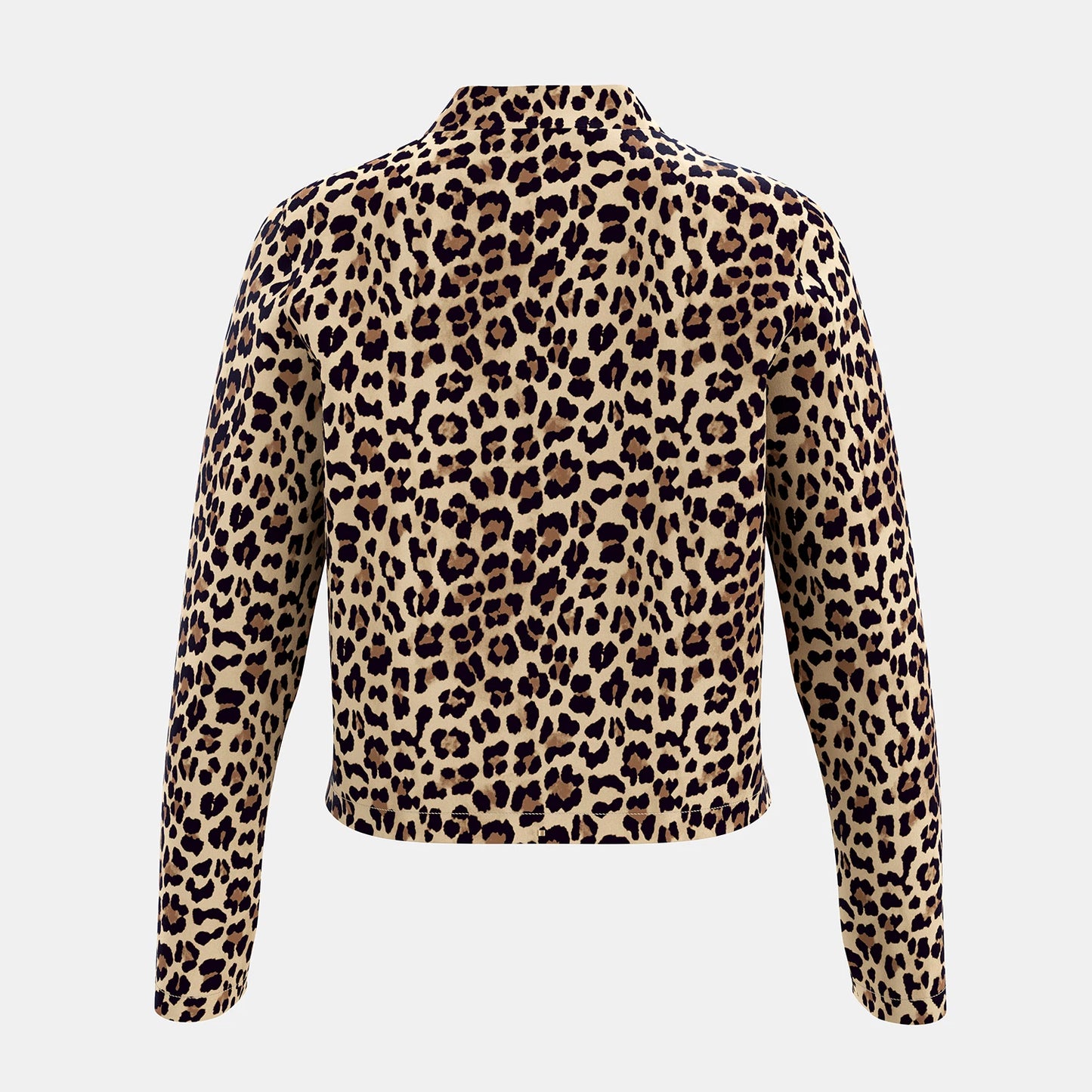 Mia Muse Women's Lightweight Jackets Fashion Decent Zipper Leopard Print Long Sleeve Crew Neck Daily Lightweight Jackets