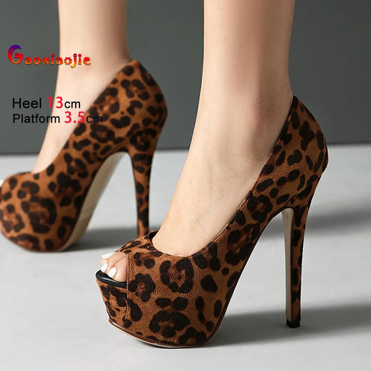 2025 Spring Female Stiletto Single Shoes Sexy Peep Toe Faux