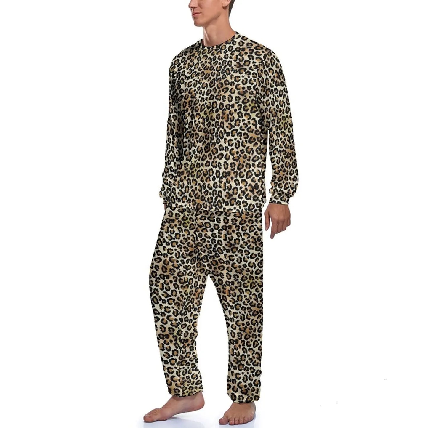 Brown Leopard Print Pajamas Autumn Animal Casual