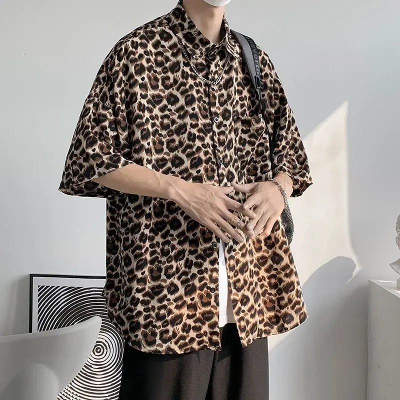 Fashion Casual Streetwear Korean Leopard Loose Button