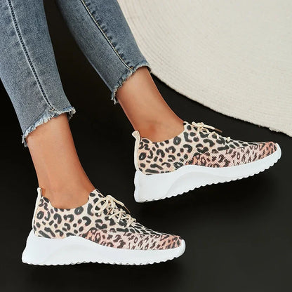 Fashion Leopard Knitted Sneakers for Women 2025