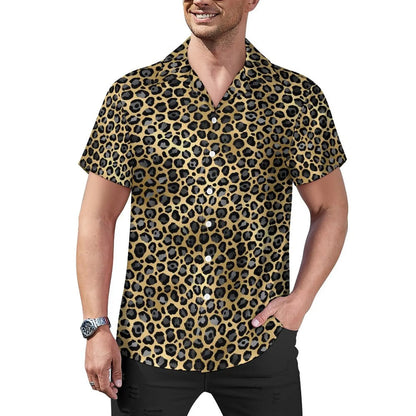 Hawaiian Sexy Red Leopard Spots Men's Shirts For Man