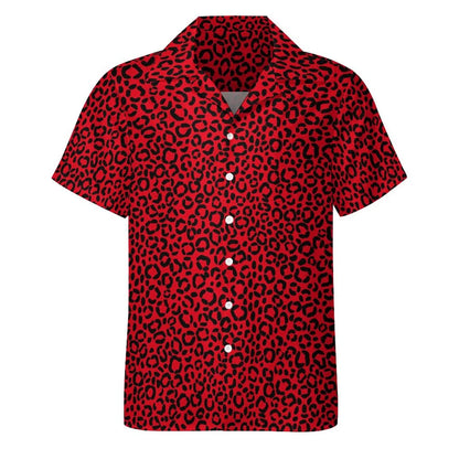Hawaiian Sexy Red Leopard Spots Men's Shirts For Man