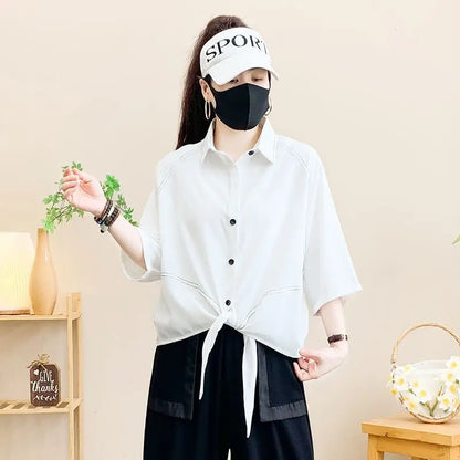 Summer Mid-sleeved Bat Shirt Leopard Print Shirt Middle-aged Mother