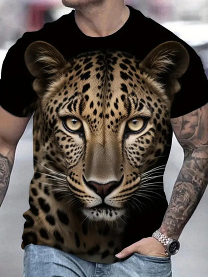 Stylish 3D Leopard Print T-Shirt for Men – Jungle Line  