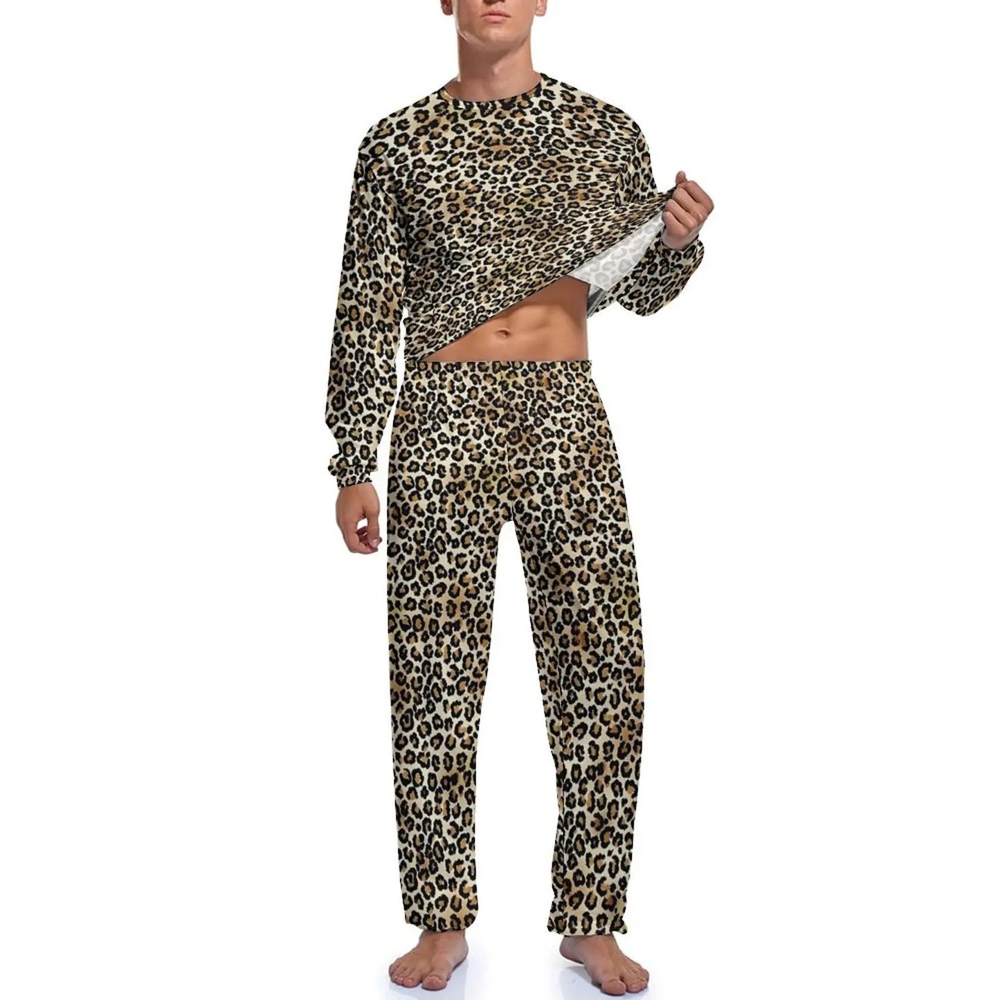 Brown Leopard Print Pajamas Autumn Animal Casual