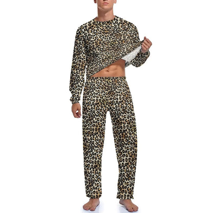 Brown Leopard Print Pajamas Autumn Animal Casual