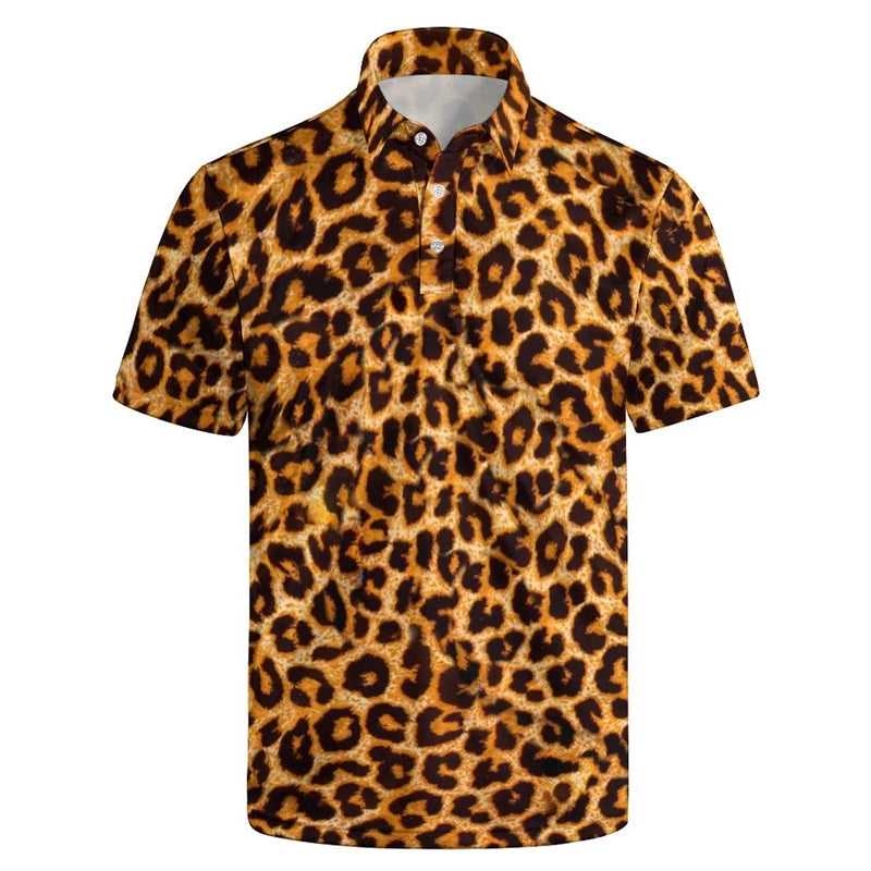 Fashion Leopard Polo Shirt For Men Summer Women