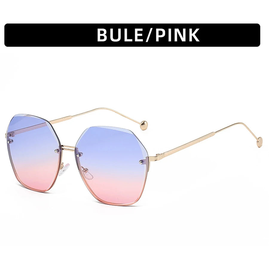 Brand Design Fashion New Polygonal Metal Sunglasses