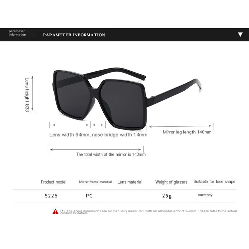 Higody Fashion Women Oversized Sunglasses Gradient