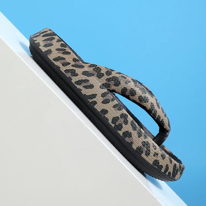 Summer Women Comfort Flip-Flop Leopard Soft Thick-Soled