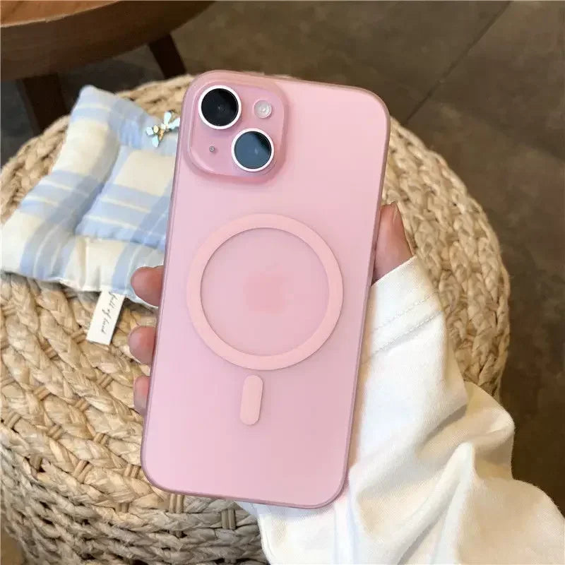 Ultra Thin Matte Magnetic Wireless Charger Case For iPhone 16 15 14 Plus 13 12 11 Pro Max For Magsafe Hard PC Translucent Cover