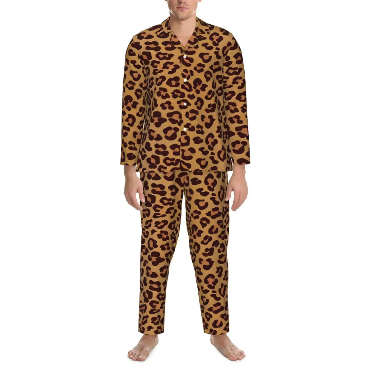 Leopard Pajamas Set Animal Print Comfortable Sleepwear