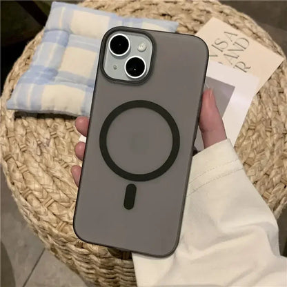 Ultra Thin Matte Magnetic Wireless Charger Case For iPhone 16 15 14 Plus 13 12 11 Pro Max For Magsafe Hard PC Translucent Cover