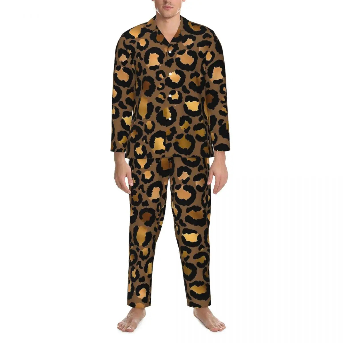 Leopard Pajamas Set Animal Print Comfortable Sleepwear