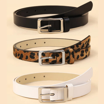 Leopard Print Pu Women's Belt Goth Retro Jeans