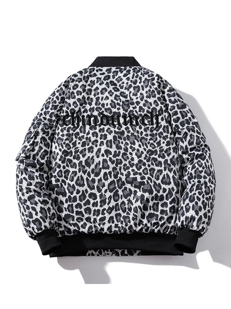 Fashion Bomber Jacket Men Leopard Hip Hop Pilot