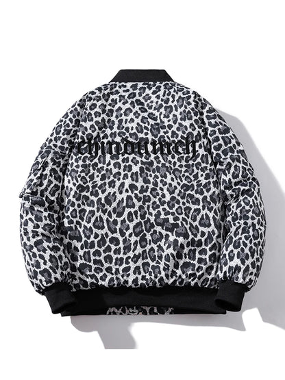 Fashion Bomber Jacket Men Leopard Hip Hop Pilot
